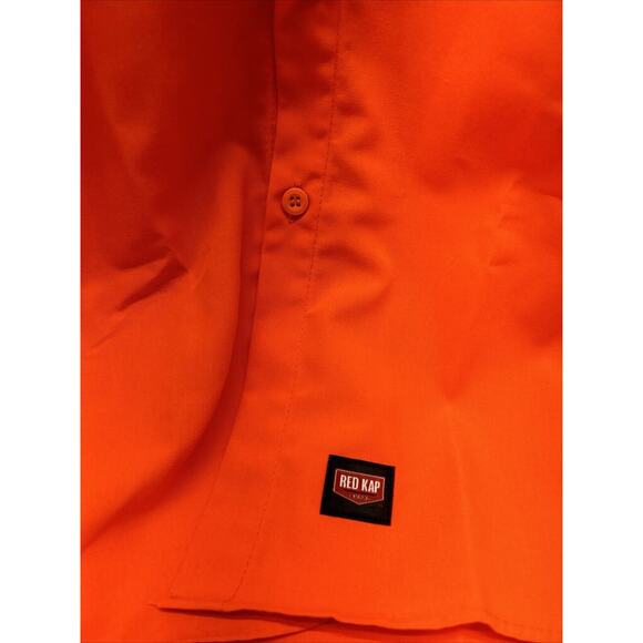 Red Kap Work Shirt Construction Orange 2 Pocket LS Mens Large Industrial Uniform - Picture 5 of 7